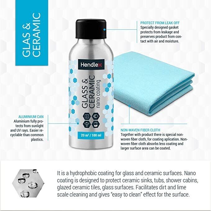 Ūdens atgrūdošs pārklājums stikliem un keramikai - HENDLEX HOME GLASS & CERAMIC PRO 100ml Image