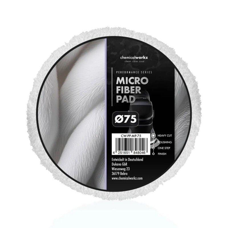 CHEMICALWORKZ MICROFIBER PERFORMANCE PAD 75mm - Mikrošķiedras pulēšanas ripa