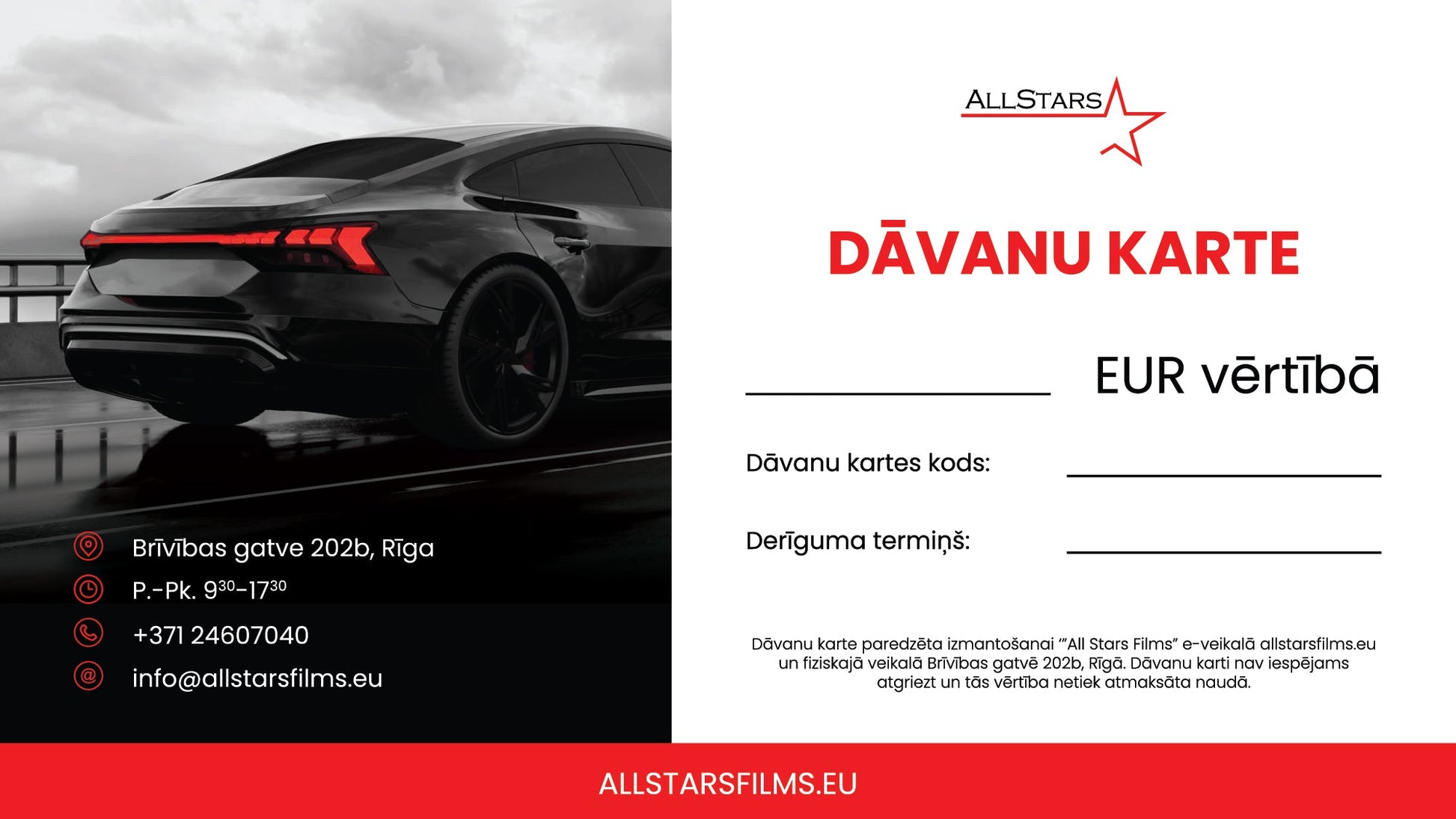 Fiziskā dāvanu karte - ALLSTARS - ALLSTARS