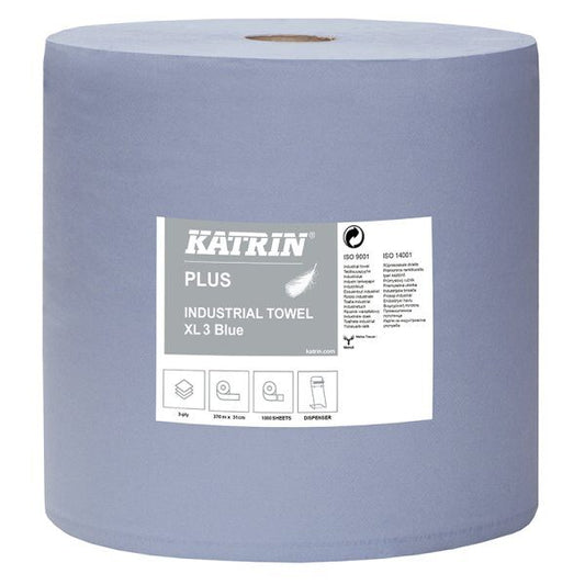 Industriālais papīrs Katrin Plus XL3, 3 slāņi, 370m, zils, 1 rullis - Your Vendor - ALLSTARS